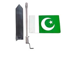 Universal Car Flag Rod with Pakistan Flag and Leather Cover