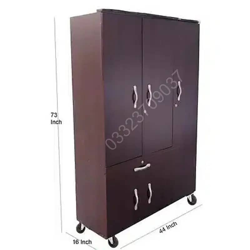 D4 Wooden 6x4 feet 3 door cupboard wardrobe almari cabinet safe 0