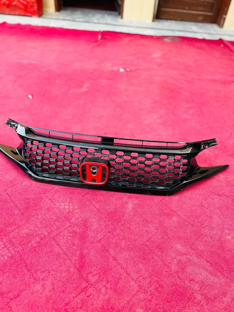 Honda Civic X Diamond Style SI Grill Glossy Black 2