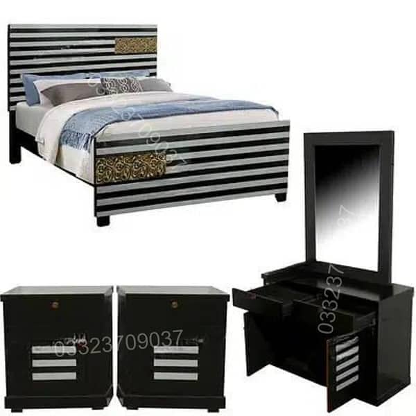 Wooden double Bed with Dressing Set Without Mattress 8