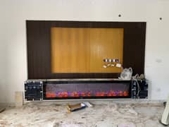 Pvc Wall panel with fire decor - Electric fire place- Marble Fireplace