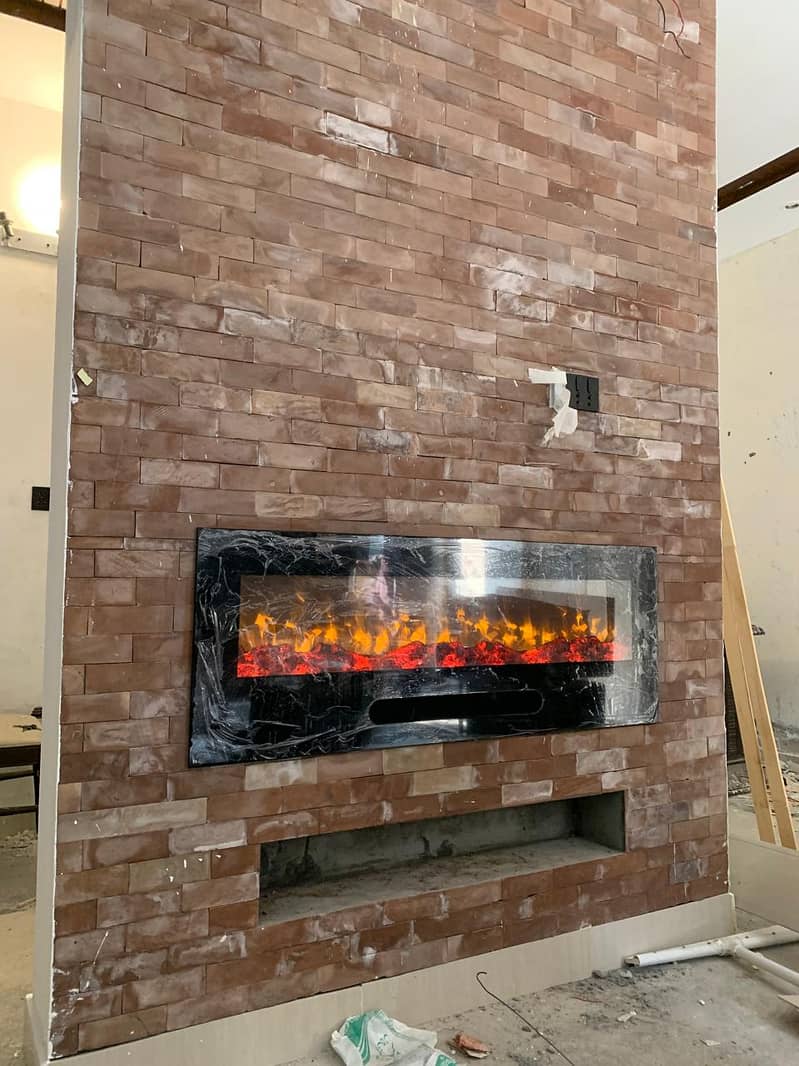 Pvc Wall panel with fire decor - Electric fire place- Marble Fireplace 5