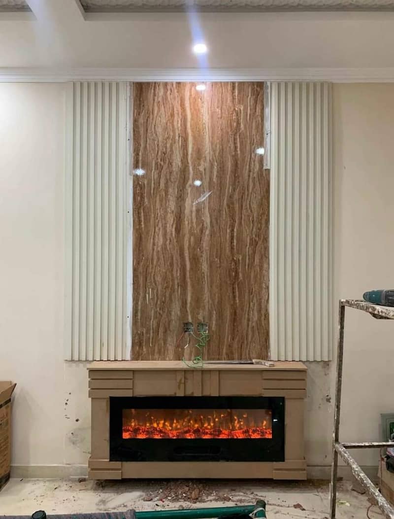 Pvc Wall panel with fire decor - Electric fire place- Marble Fireplace 10