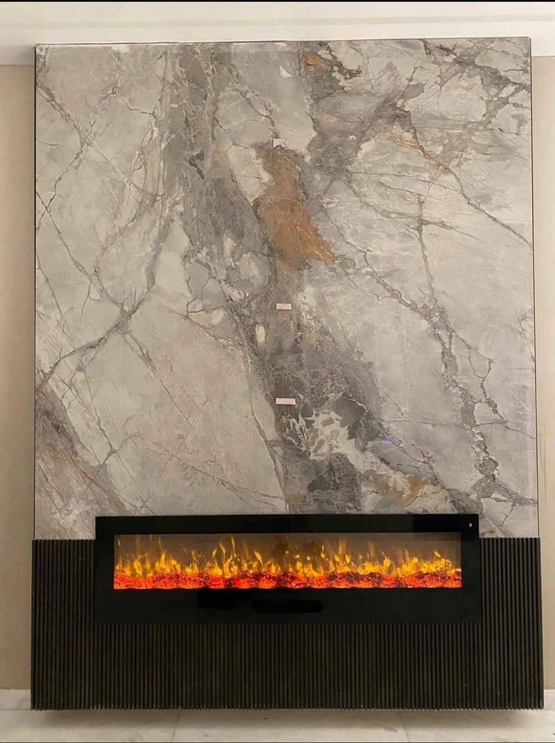 Pvc Wall panel with fire decor - Electric fire place- Marble Fireplace 15