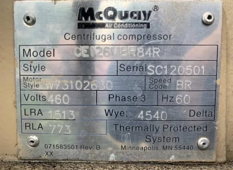 MCQUAY centrifugal chiller brand 0