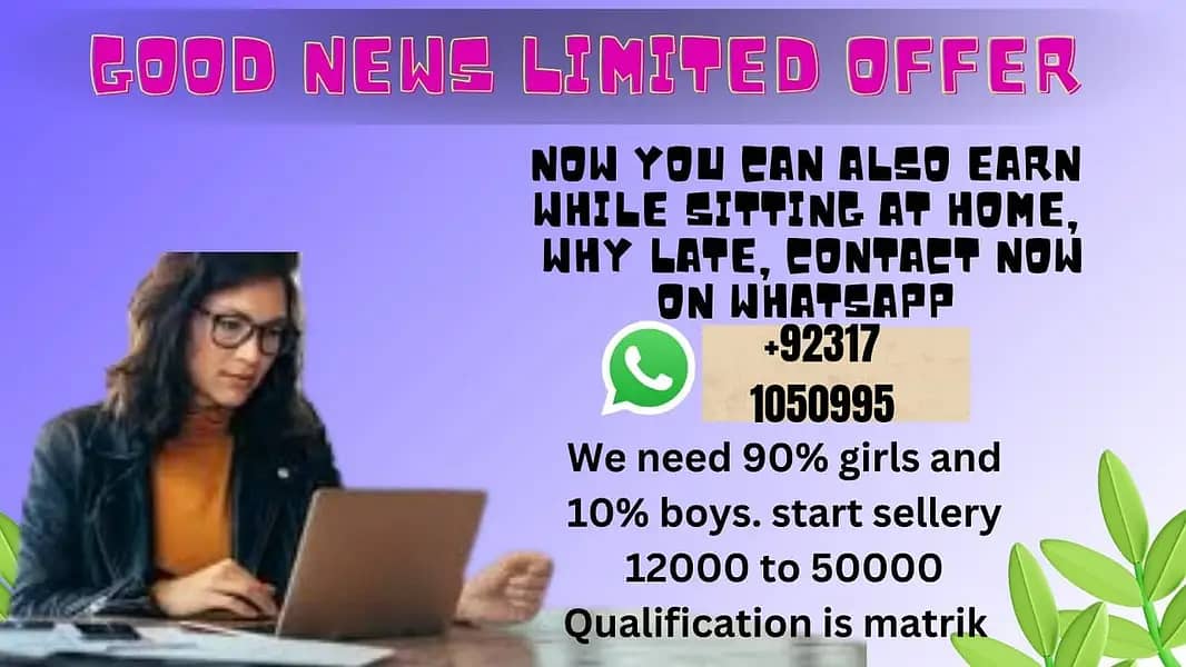 Online Job/Full-Time/Part Time/Home Base Job, Only Girls Apply 0