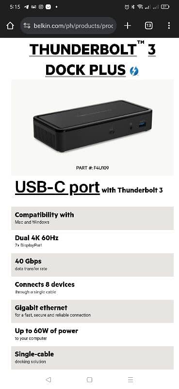 Belkin, thunderbolt 3 Dock -plus , Docking station 5