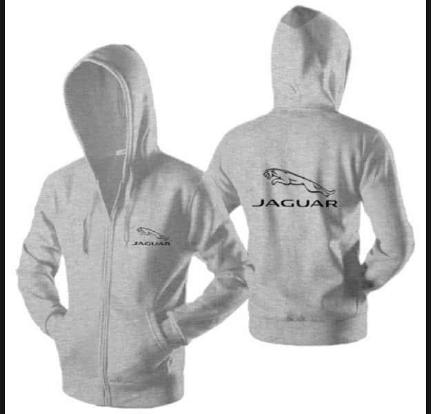 New trendy winter collection jaguar printed Gray zipper hoodie XL SIZE 0