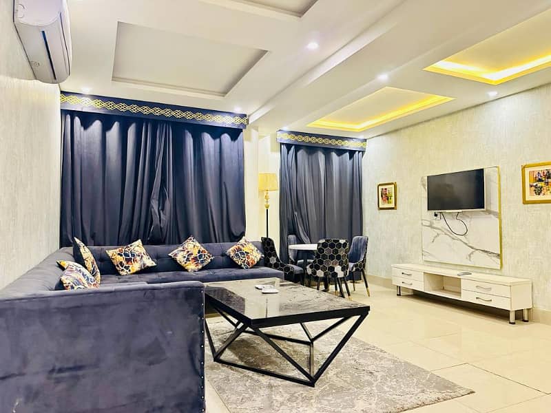 Two, beds luxury apartment for rent on daily basis in bahria town 1