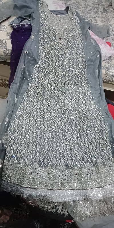 walima dress maxi grey and plum 5