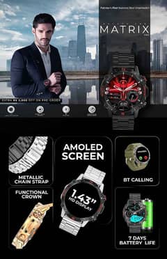 zero lifestyle Matrix pro amoled smartwatch