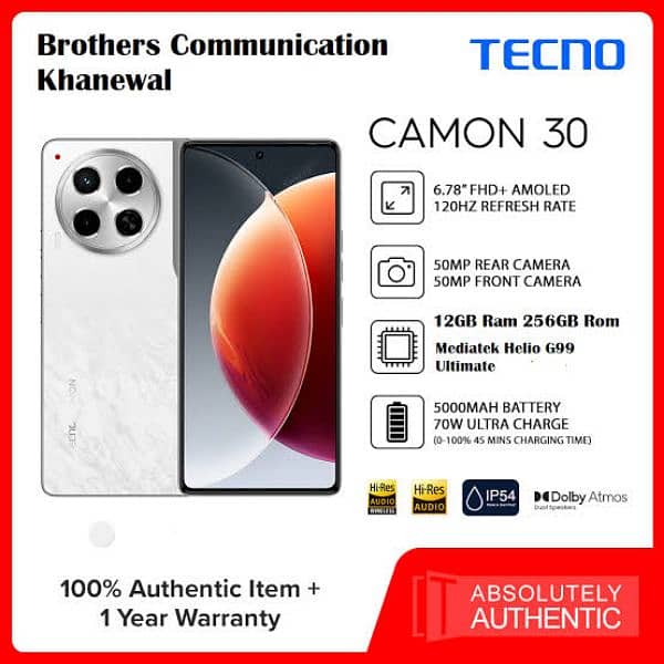 Camon 30 12/256  in 7 months warranty 0