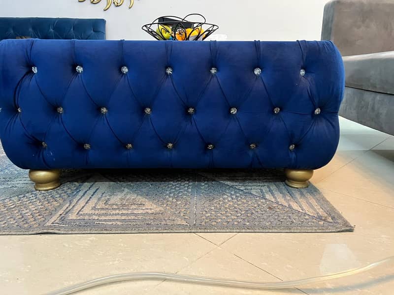 BLUE L SHAPE SOFA WITH TABLE 5