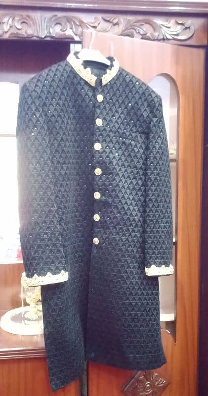 black sherwani mehroon combination 2