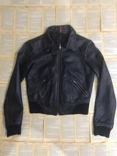 Leather jacket with tag