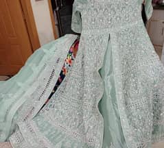 mint green color stiched maxi