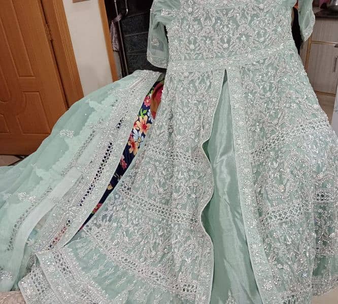 mint green color stiched maxi 0