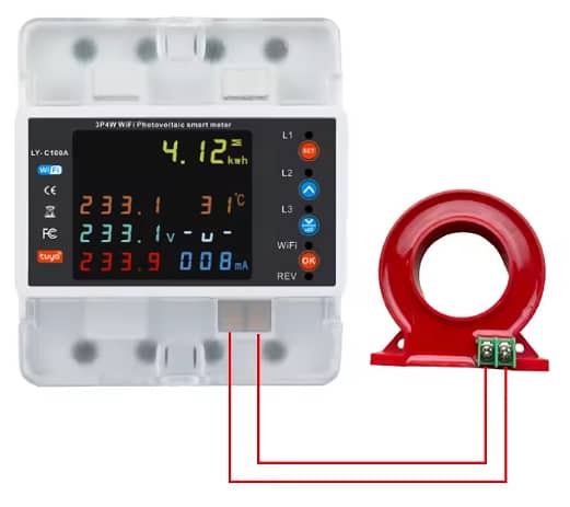 4P 100A Tuya WiFi Three Phase Meter with Bi Directional with leakage 0