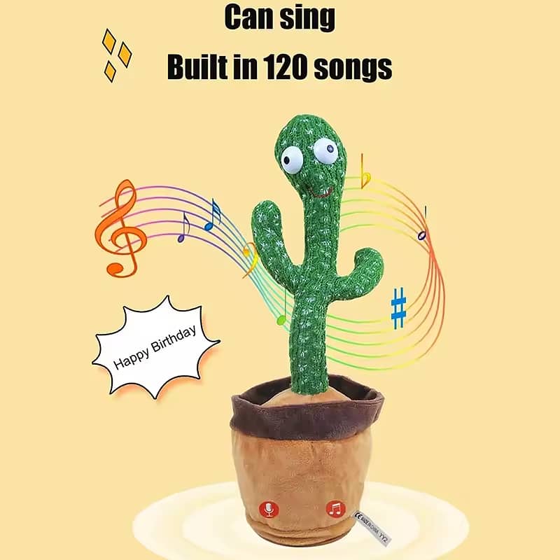 Dancing Cactus Plush Toy with Repeat Talking and Singing Function, US 5