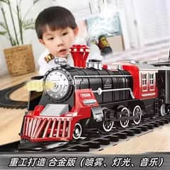 Electric Train Track Set with Lights Sound Retro Simulation Rail Car