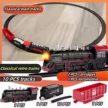 Electric Train Track Set with Lights Sound Retro Simulation Rail Car 4