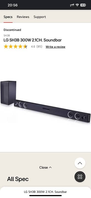 LG SH3B 300W 2.1CH. Soundbar 0