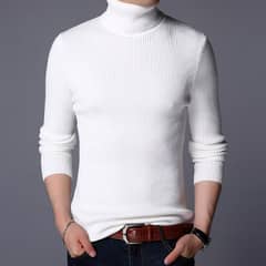 1 Pc Men's Ribbed Plain Highneck