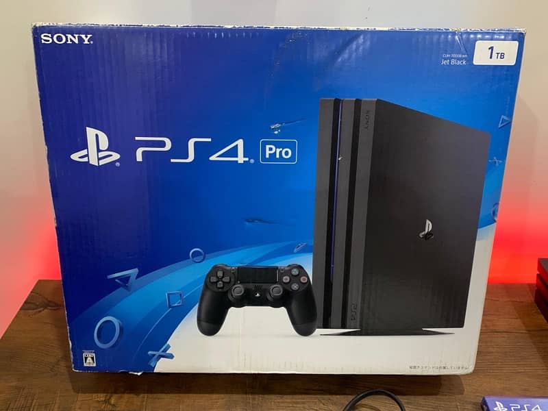 Ps4 Pro 1Tb with All Original Accessories Controllers and 3 CDs 8