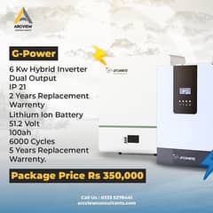 G-Power 6Kw Hybrid Inverter Dual With Lithium ion 51.2 Battery Package