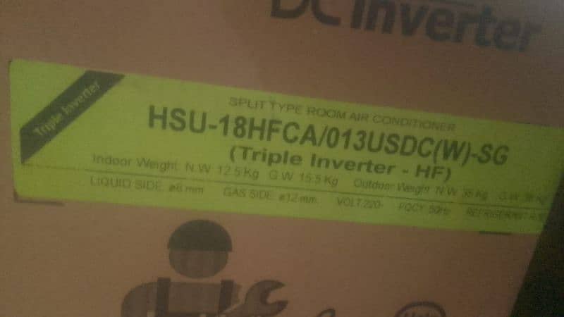 Haier DC inverter ac for sale 1.5 ton 3 months used afni gase my hi 4