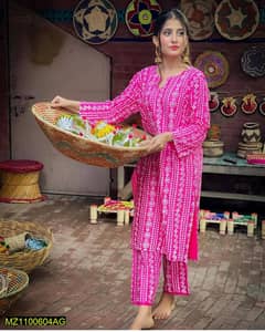 2 Pcs Digital Block Printed Arabic Lawn Chunri Suit