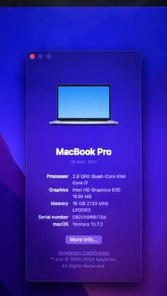 Macbook Pro 15’’ 2017 16/512