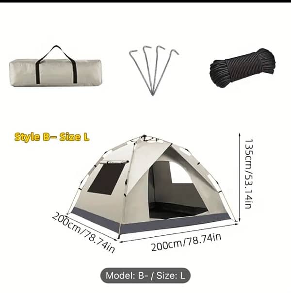 Portable Camping Double-Door Two-Windows Tent Fully Automatic 0