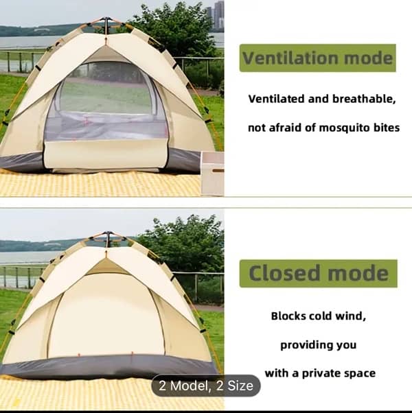 Portable Camping Double-Door Two-Windows Tent Fully Automatic 1