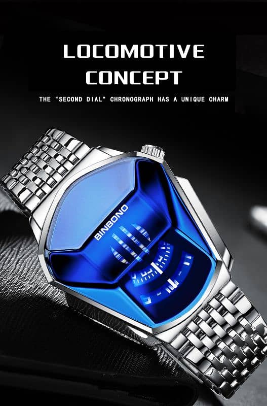 New Stylish Men Wrist Watch Stainless Steel Technology Fashion Quartz 9