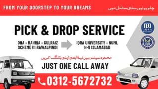 Door to Door Pick & Drop from DHA, Bahria to Iqra, numl university h-9