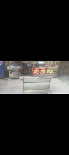 counter with fryer & hot plate