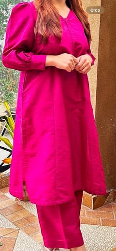 Maria B. fuschia pink silk coord set