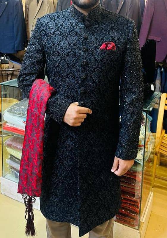 black sherwani embroidered 0