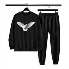 Men's Fleece sweatshirt Track suit 2 pcs set in black printed design