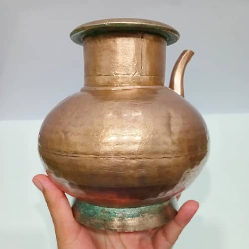 Handmade Antique Copper Water Lota with Hammered Design – Rustic Charm 2