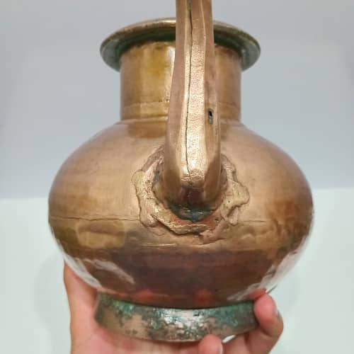 Handmade Antique Copper Water Lota with Hammered Design – Rustic Charm 3