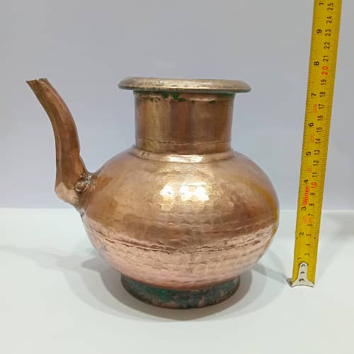 Handmade Antique Copper Water Lota with Hammered Design – Rustic Charm 6