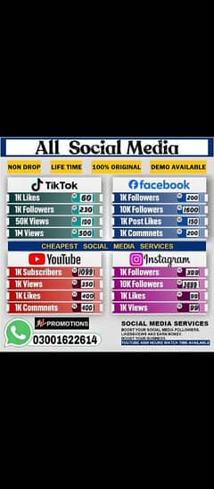 All social media services available in cheap prices