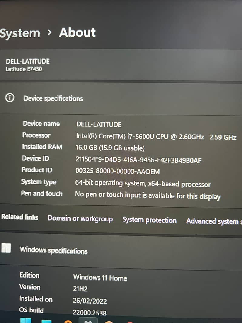 Dell Latitude E7450 Core i7 5th gen (16/512) 5