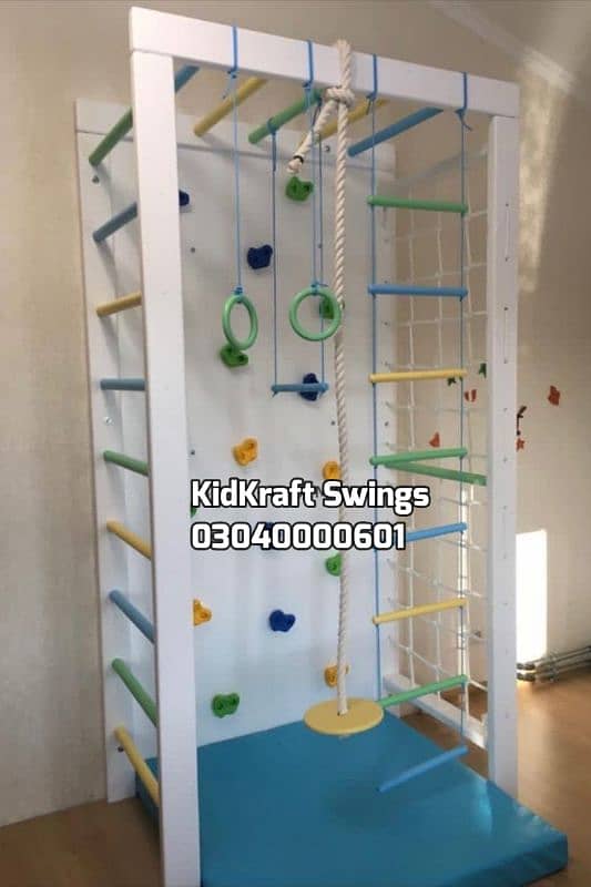 Monkey bar, Climber, rope ladder, swings, slides, seesaw, kids rides 6