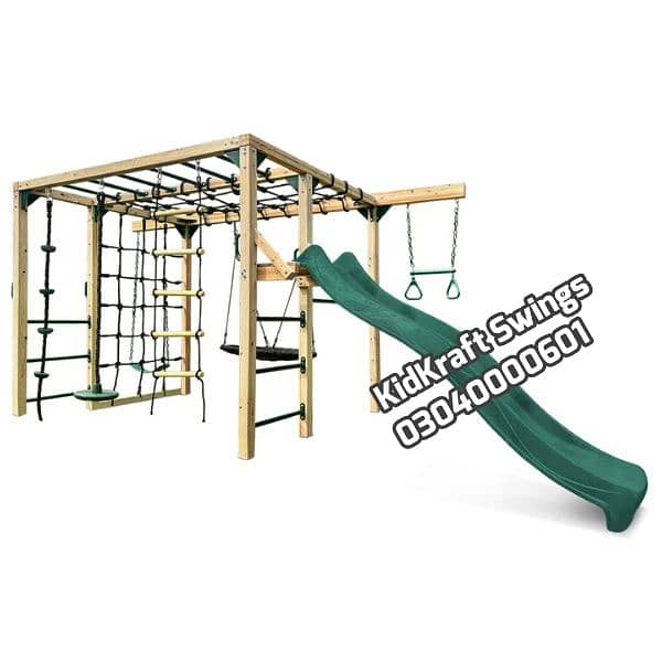 Monkey bar, Climber, rope ladder, swings, slides, seesaw, kids rides 9