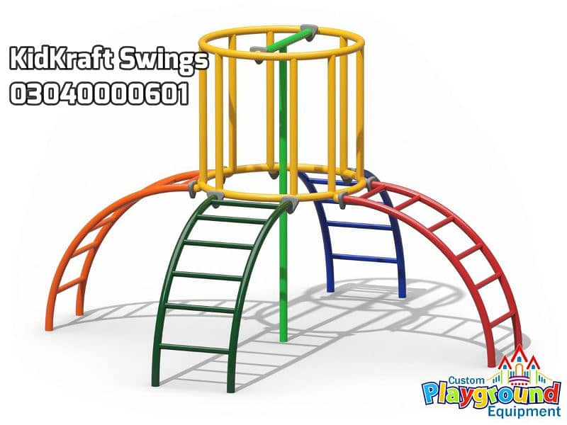 Monkey bar, Climber, rope ladder, swings, slides, seesaw, kids rides 10