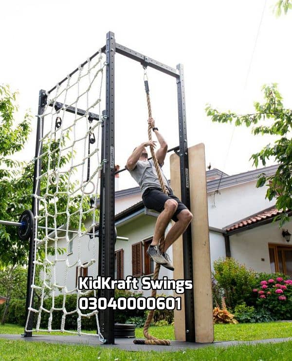 Monkey bar, Climber, rope ladder, swings, slides, seesaw, kids rides 12