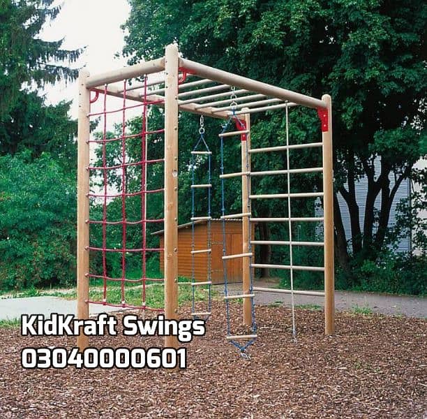 Monkey bar, Climber, rope ladder, swings, slides, seesaw, kids rides 14